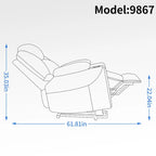 Blue Lift Recliner with 8-Point Massage, Lumbar Heating, Dual USB Ports, and Stainless Steel Cup Holders