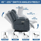 Blue Lift Recliner with 8-Point Massage, Lumbar Heating, Dual USB Ports, and Stainless Steel Cup Holders
