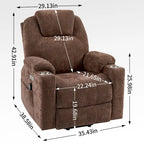 Blue Lift Recliner with 8-Point Massage, Lumbar Heating, Dual USB Ports, and Stainless Steel Cup Holders