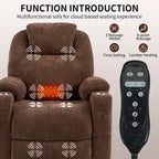 Blue Lift Recliner with 8-Point Massage, Lumbar Heating, Dual USB Ports, and Stainless Steel Cup Holders