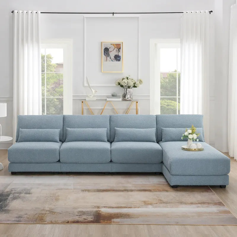 Blue 120  L-Shaped 4-Seat Sectional Sofa