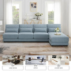 Blue 120  L-Shaped 4-Seat Sectional Sofa