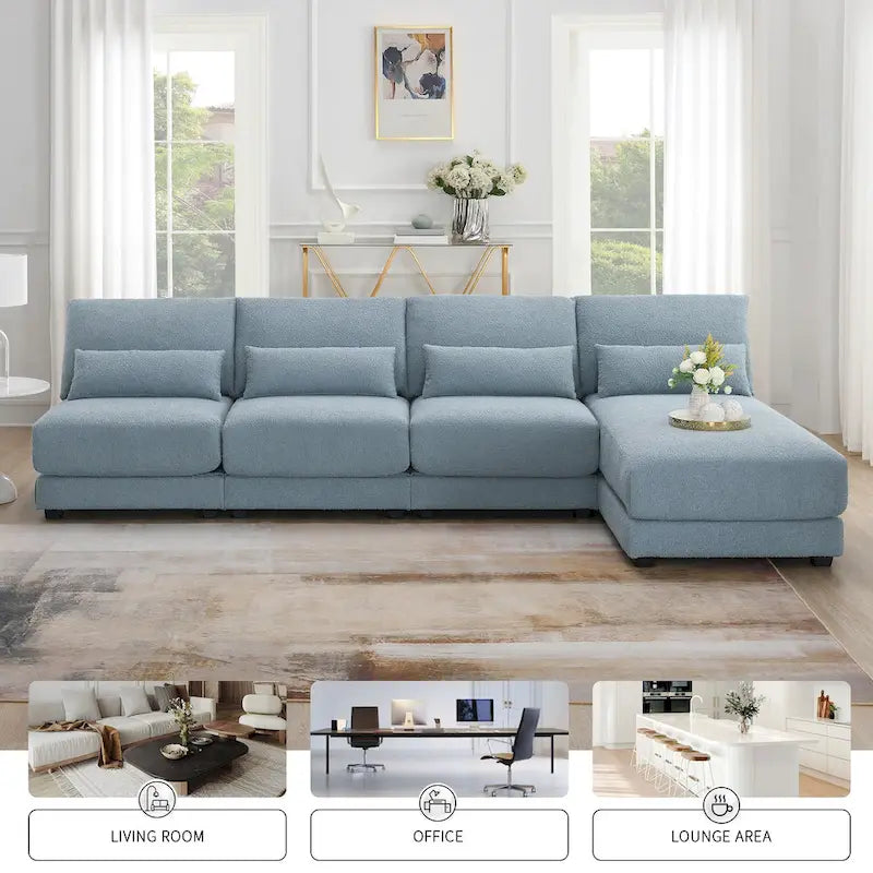 Blue 120  L-Shaped 4-Seat Sectional Sofa