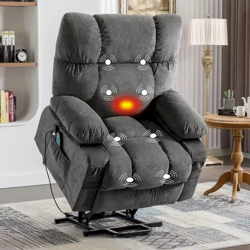 Blue Power Lift Recliner with Heat, Massage & USB Ports