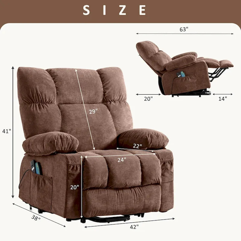 Blue Power Lift Recliner with Heat, Massage & USB Ports