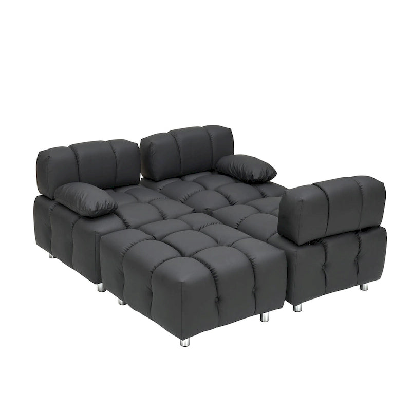 90.6  Foldable 3 Seater Sofa with Chaise, Waterproof, Stain-Resistant, and Cat Scratch-Proof