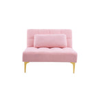 Pink Teddy Chenille Single Modular Sofa Bed with Solid Wood Frame for Living Room