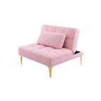 Pink Teddy Chenille Single Modular Sofa Bed with Solid Wood Frame for Living Room