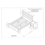 Grey Full Size Platform Pine Wooden Bed with Headboard & Footboard