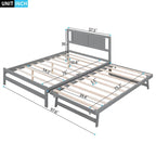 Modern Full Size Pine Wood Platform Bed with Adjustable Trundle