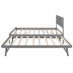 Modern Full Size Pine Wood Platform Bed with Adjustable Trundle
