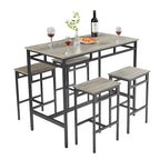 Rustic Style 5-Piece Dining Set with Rectangular Table and 4 High Stools Dining Chairs