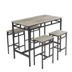 Rustic Style 5-Piece Dining Set with Rectangular Table and 4 High Stools Dining Chairs