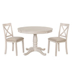 Antique White Vintage 5-Piece Wooden Dining Table Set with Expandable Round Table & 4 Chairs