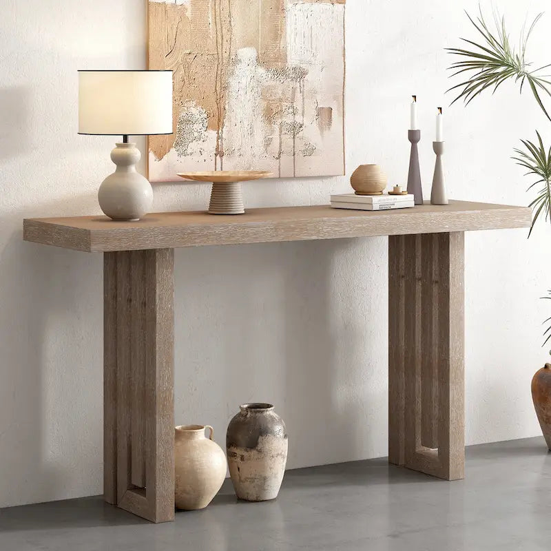 59  Modern Console Table with Distinctive Side Shapes for Entryway, Living Room