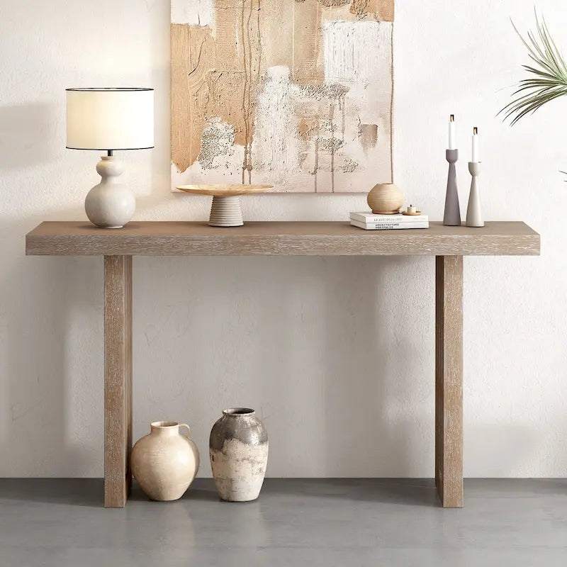 59  Modern Console Table with Distinctive Side Shapes for Entryway, Living Room
