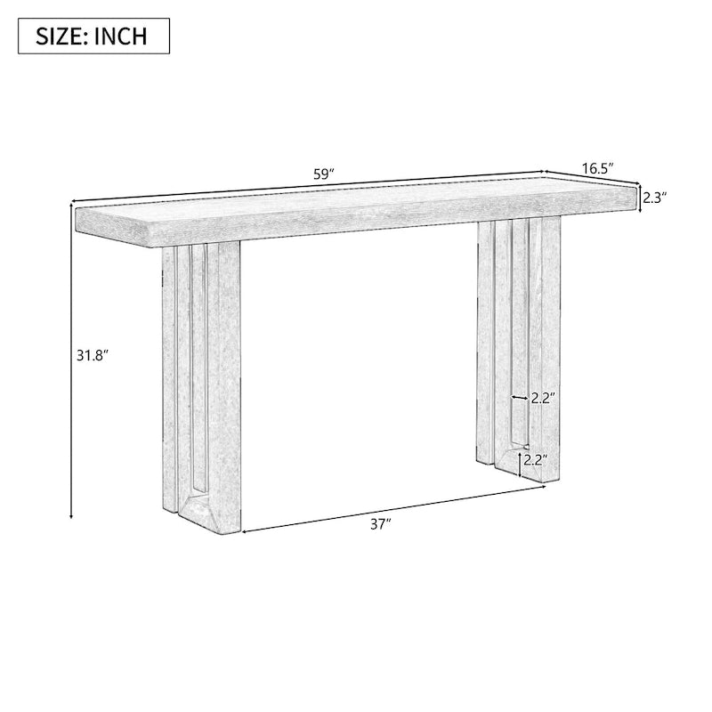 59  Modern Console Table with Distinctive Side Shapes for Entryway, Living Room