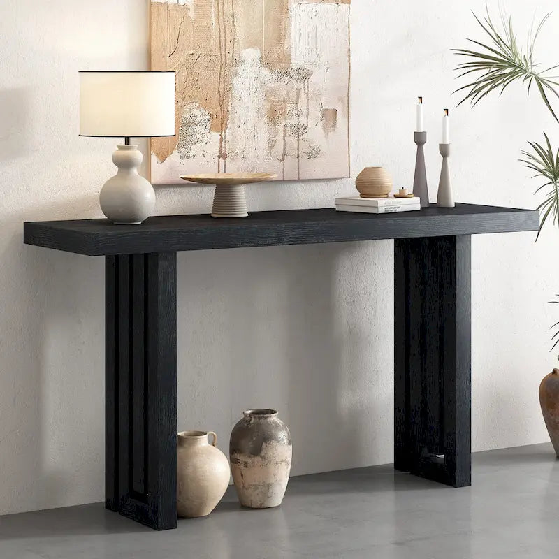 59  Modern Console Table with Distinctive Side Shapes for Entryway, Living Room