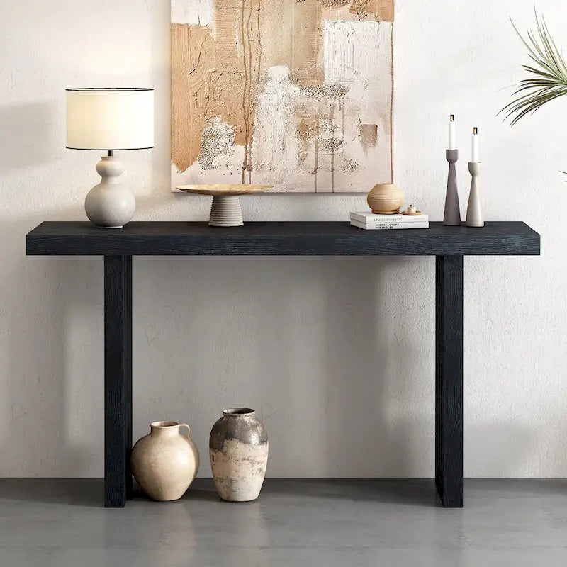 59  Modern Console Table with Distinctive Side Shapes for Entryway, Living Room