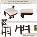 Espresso 6-Piece Counter Height Wooden Dining Table Set with 4 Chairs & Bench