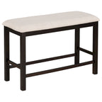 Espresso 6-Piece Counter Height Wooden Dining Table Set with 4 Chairs & Bench