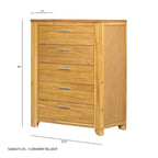 5-Drawer Solid Wood Vertical Chest with Metal Handle for Bedroom, Living Room