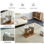47.2  Modern Rectangular Coffee Table with Tempered Glass Tabletop and MDF Legs