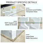 47.2  Modern Rectangular Coffee Table with Tempered Glass Tabletop and MDF Legs