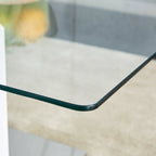 47.2  Modern Rectangular Coffee Table with Tempered Glass Tabletop and MDF Legs