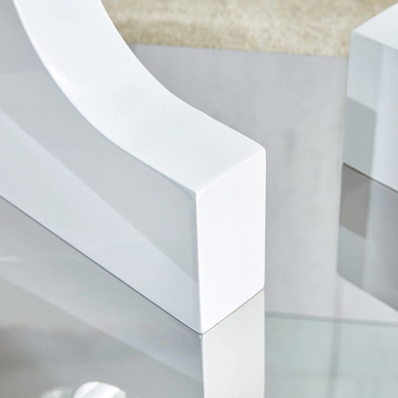 47.2  Modern Rectangular Coffee Table with Tempered Glass Tabletop and MDF Legs