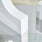 47.2  Modern Rectangular Coffee Table with Tempered Glass Tabletop and MDF Legs