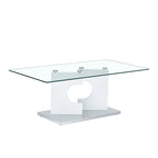 47.2  Modern Rectangular Coffee Table with Tempered Glass Tabletop and MDF Legs