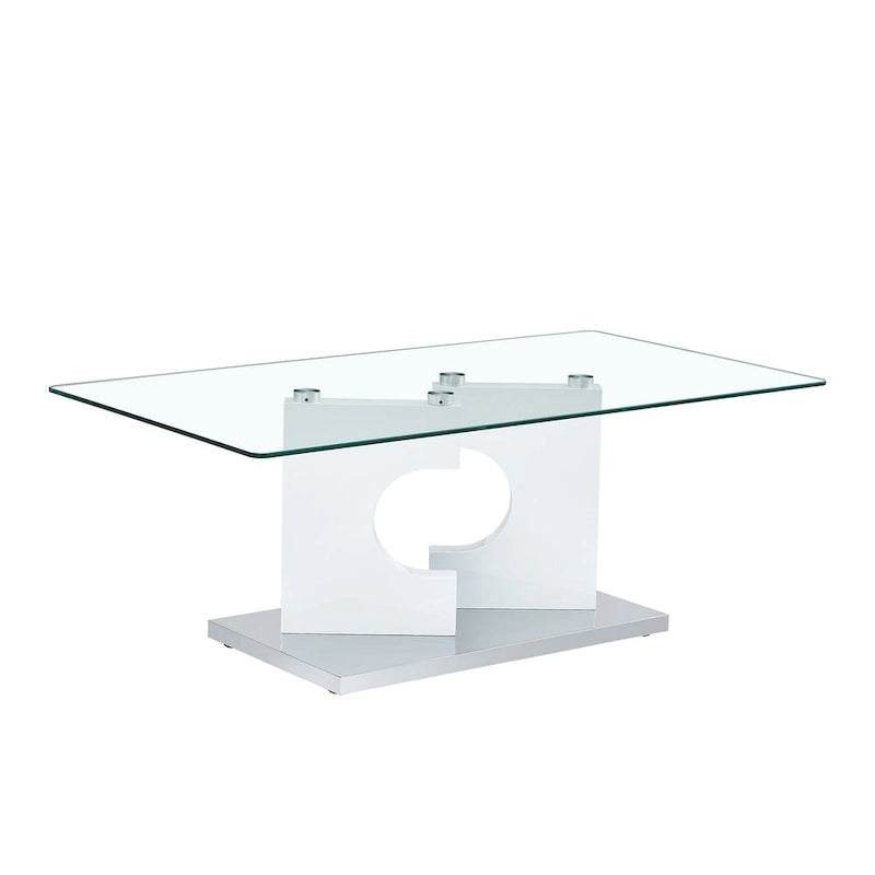 47.2  Modern Rectangular Coffee Table with Tempered Glass Tabletop and MDF Legs