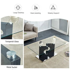 47.2  Modern Rectangular Coffee Table with Tempered Glass Tabletop and MDF Legs