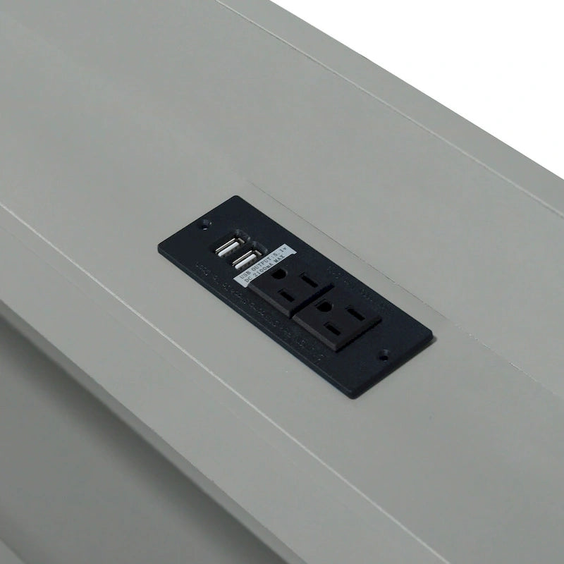 Gray Twin XL Platform Bed with LED Headboard & Drawers