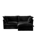 Corduroy 2-Seater Sectional Sofa with Convertible Ottoman & Pillows