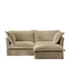 Corduroy 2-Seater Sectional Sofa with Convertible Ottoman & Pillows