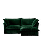 Corduroy 2-Seater Sectional Sofa with Convertible Ottoman & Pillows