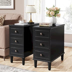 Solid Wood 3 - Drawer End Table Set,Fully Assembled Narrow Side Table