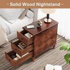 Solid Wood 3 - Drawer End Table Set,Fully Assembled Narrow Side Table
