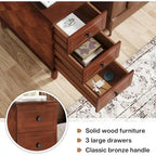 Solid Wood 3 - Drawer End Table Set,Fully Assembled Narrow Side Table