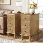 Solid Wood 3 - Drawer End Table Set,Fully Assembled Narrow Side Table