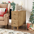 Solid Wood 3 - Drawer End Table Set,Fully Assembled Narrow Side Table