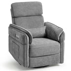 EROMMY Power Swivel Rocker Recliner Chair with Adjustable Headrest and Armrests, USB & Type-C Charging, Nursery Glider Recliner