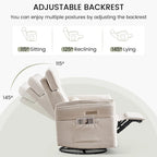 EROMMY Power Swivel Rocker Recliner Chair with Adjustable Headrest and Armrests, USB & Type-C Charging, Nursery Glider Recliner