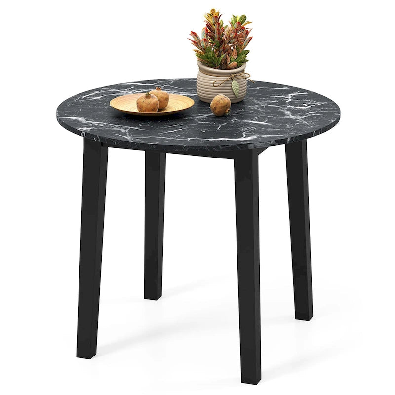 Gymax 35  Kitchen Table Round Dining Table w/ Marble-textured Veneer