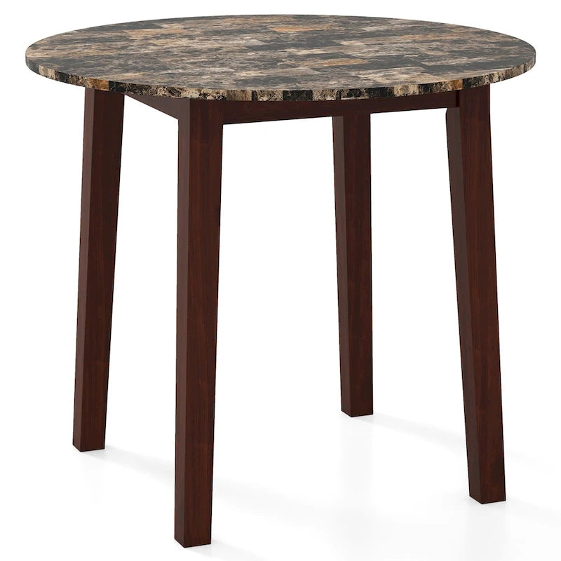 Gymax 35  Kitchen Table Round Dining Table w/ Marble-textured Veneer