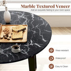Gymax 35  Kitchen Table Round Dining Table w/ Marble-textured Veneer
