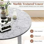 Gymax 35  Kitchen Table Round Dining Table w/ Marble-textured Veneer