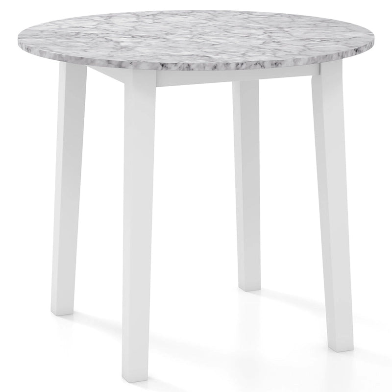 Gymax 35  Kitchen Table Round Dining Table w/ Marble-textured Veneer